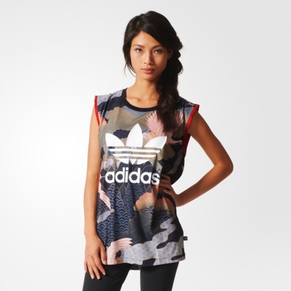 adidas Tops - LIKE NEW Adidas X Rita Ora Kimono Print Geisha Crane Tank Top Size Small